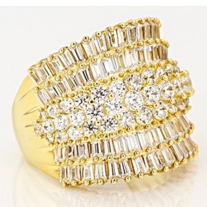 Cubic Zirconia 18k Yellow Gold Over Sterling Ring